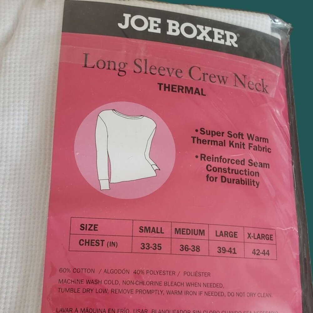 Joe Boxer Womens Long Sleeve Thermal Crew Neck Shirt  White Medium - Picture 4 of 5